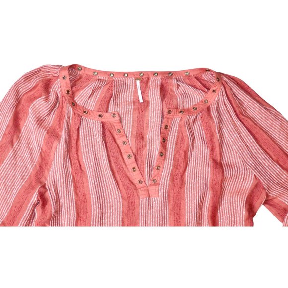 Free People Against All Odds Grommet Long Sleeve Balloon Sleeve Blouse Medium - Picture 7 of 13